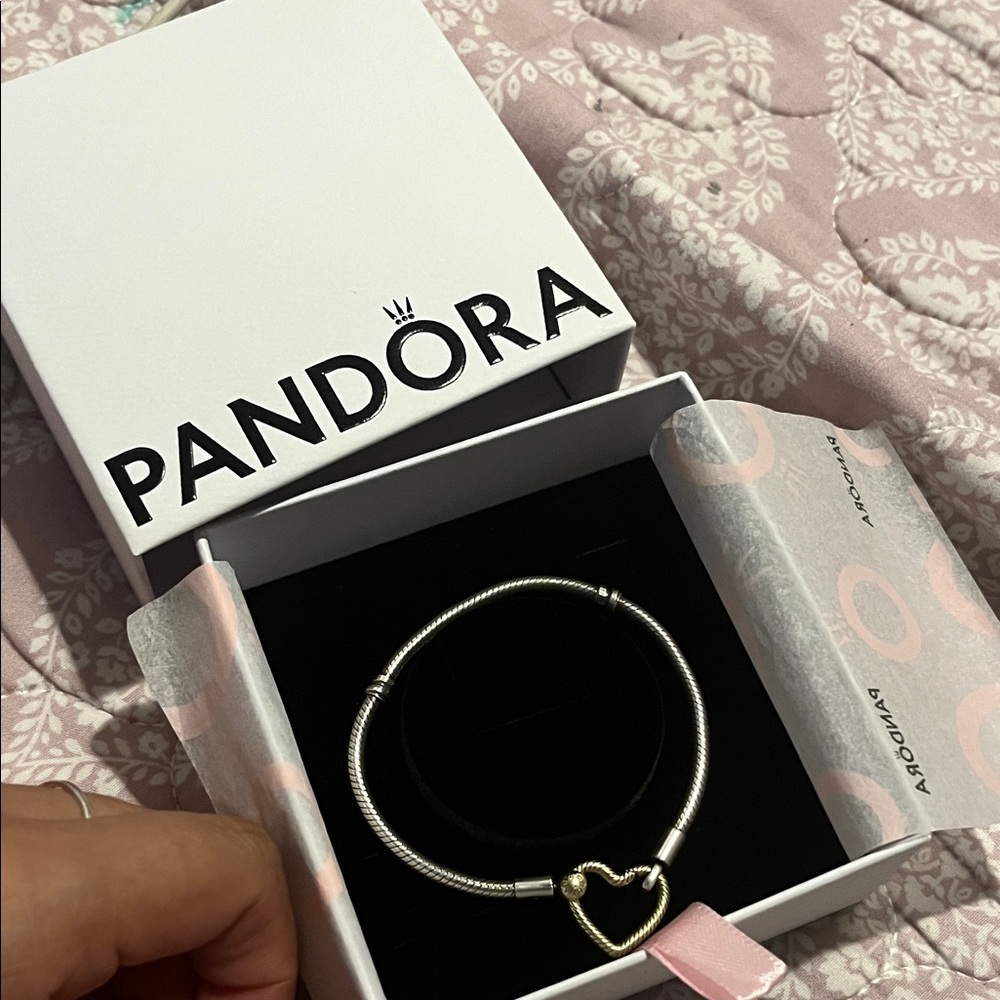 Pandora Silver Bracelet with Gold Heart